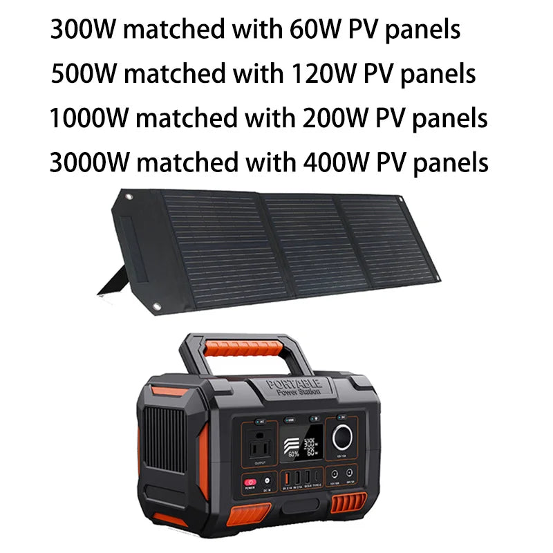 300W 500W 1000W 3000W Portable Power Station Solar Generator Battery with Solar Panel 3000W Complete kit for Home An Outing