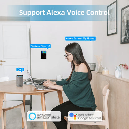 GauTone Wireless Home Alarm System Tuya 4.3 Inch Screen Smart WIFI GSM Burglar Alarm System Home Security Compatible Alexa PG109