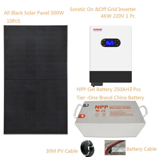 Solar System For Home Complete Kit 4000W 4KW 5000W 5KW 6000W 6KW 220V 230V On&Off Grid System Hybrid Storage Solar Inverter MPPT